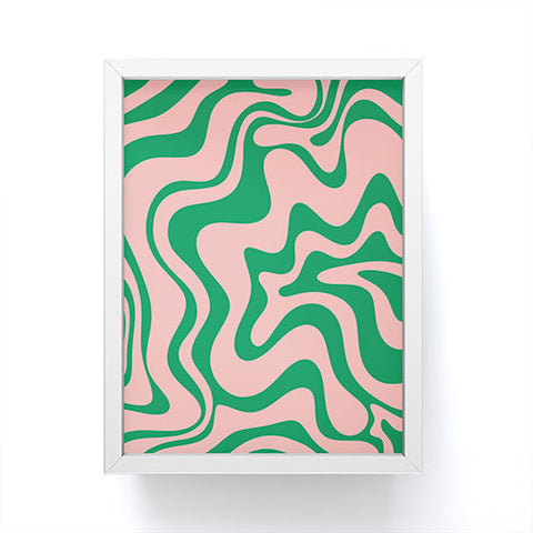Kierkegaard Design Studio Liquid Swirl Retro Pink and Bright Green Framed Mini Art Print