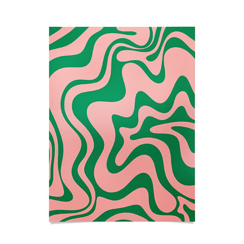 Kierkegaard Design Studio Liquid Swirl Retro Pink and Bright Green Poster
