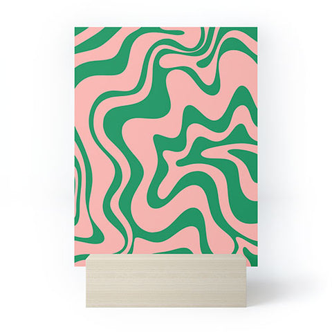 Kierkegaard Design Studio Liquid Swirl Retro Pink and Bright Green Mini Art Print