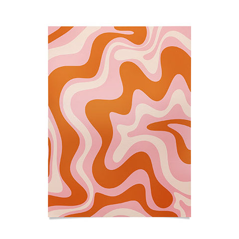 Kierkegaard Design Studio Liquid Swirl Retro Pink Orange Cream Poster