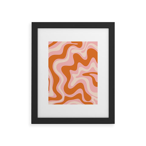 Kierkegaard Design Studio Liquid Swirl Retro Pink Orange Cream Framed Art Print