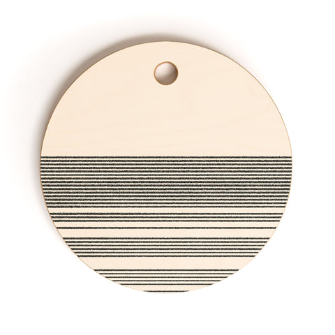 Kierkegaard Design Studio Organic Stripes Minimalist Black Cutting Board Round