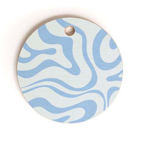 Kierkegaard Design Studio Soft Liquid Swirl Powder Blue Cutting Board Round