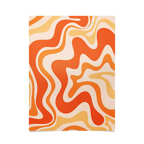 Kierkegaard Design Studio Tangerine Liquid Swirl Retro Poster