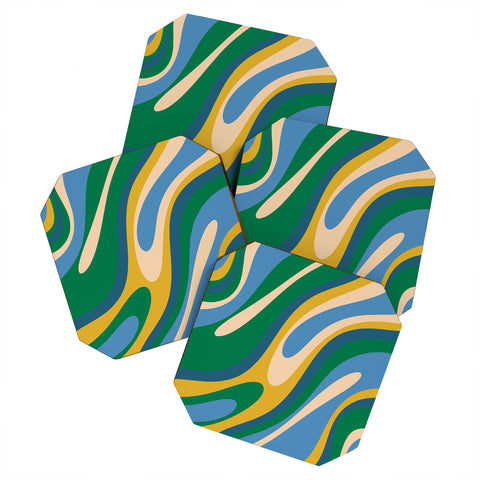 Kierkegaard Design Studio Wavy Loops Abstract Pattern 3 Coaster Set