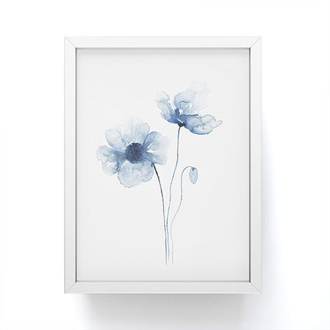 Kris Kivu Blue Watercolor Poppies 1 Framed Mini Art Print