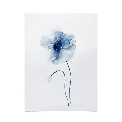 Kris Kivu Blue Watercolor Poppies 2 Poster