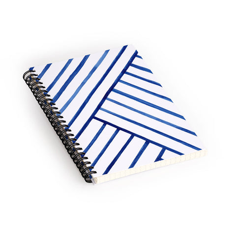 Kris Kivu Watercolor lines pattern Navy Spiral Notebook
