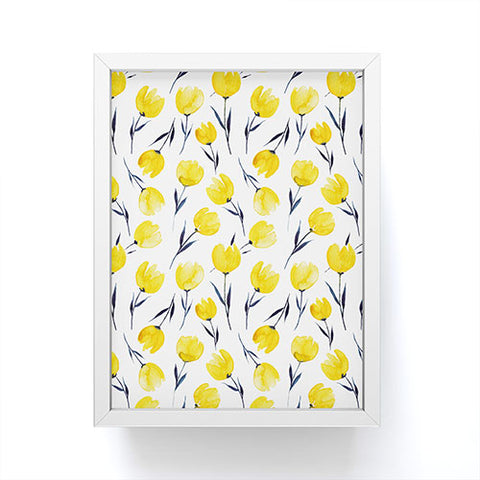 Kris Kivu Yellow Tulips Watercolour Pattern Framed Mini Art Print