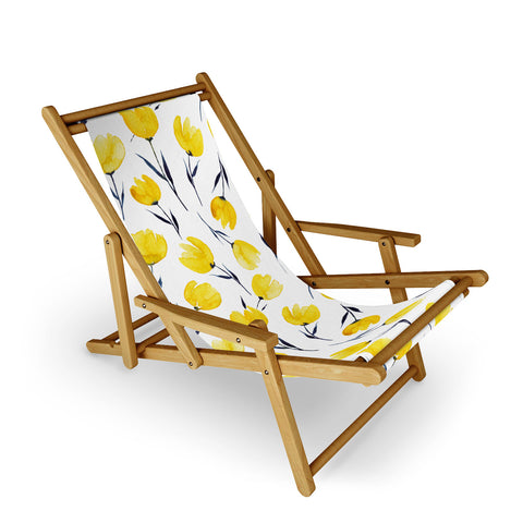 Kris Kivu Yellow Tulips Watercolour Pattern Sling Chair