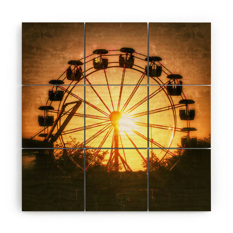 Krista Glavich Ferris Wheel Sunset Wood Wall Mural
