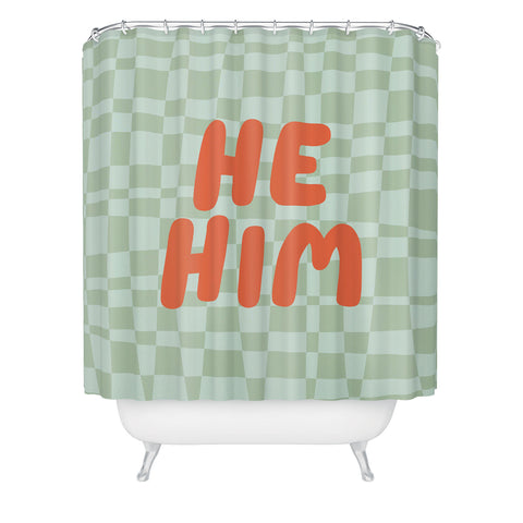 Lane and Lucia He Him Pronouns Shower Curtain