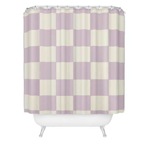 Lane and Lucia Lilac Check Pattern Shower Curtain