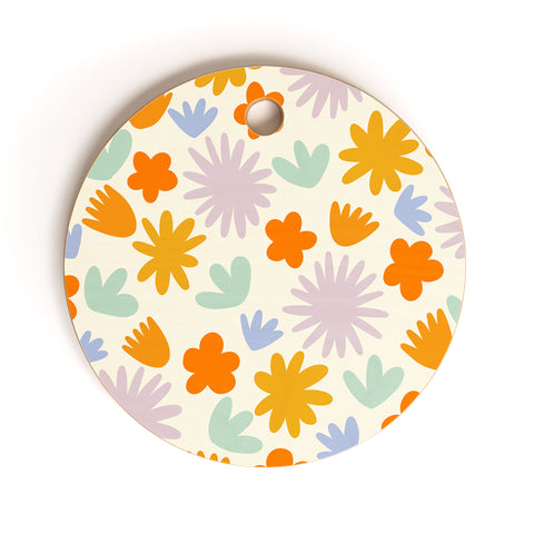 Lane and Lucia Mod Spring Flowers Cutting Board Round