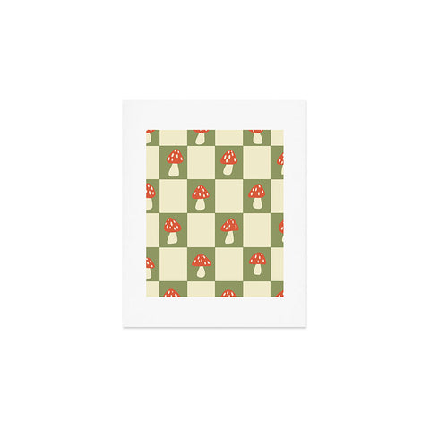 Lane and Lucia Mushroom Checkerboard Pattern Art Print