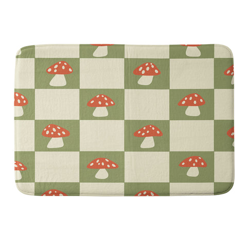 Lane and Lucia Mushroom Checkerboard Pattern Memory Foam Bath Mat