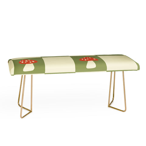 Lane and Lucia Mushroom Checkerboard Pattern Bench