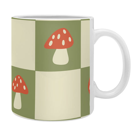Lane and Lucia Mushroom Checkerboard Pattern Coffee Mug