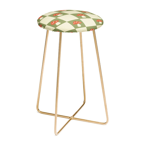 Lane and Lucia Mushroom Checkerboard Pattern Counter Stool