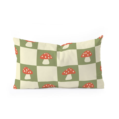 Lane and Lucia Mushroom Checkerboard Pattern Oblong Throw Pillow