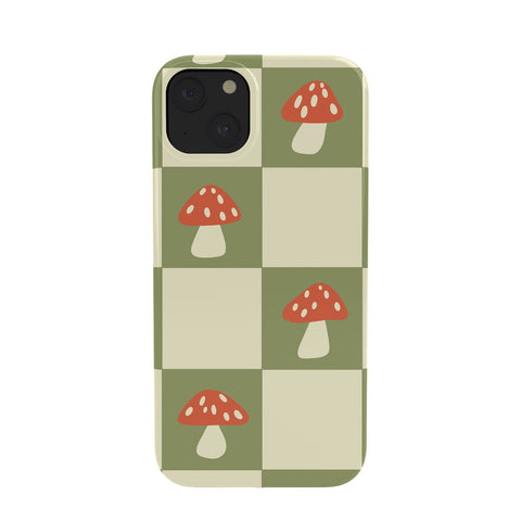 Lane and Lucia Mushroom Checkerboard Pattern Phone Case