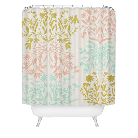 Lane and Lucia Pastel Wildflower Damask Shower Curtain