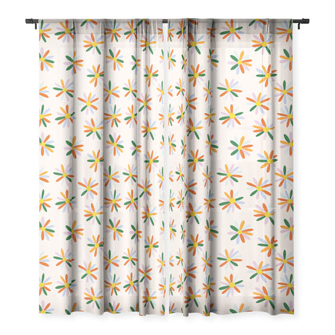 Lane and Lucia Patchwork Daisies Sheer Window Curtain