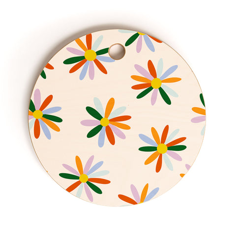 Lane and Lucia Patchwork Daisies Cutting Board Round