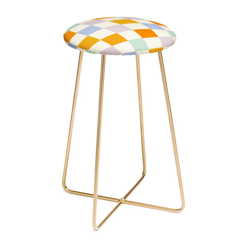 Lane and Lucia Rainbow Check Pattern Counter Stool