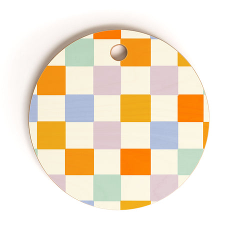 Lane and Lucia Rainbow Check Pattern Cutting Board Round