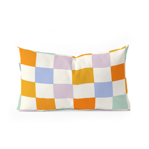 Lane and Lucia Rainbow Check Pattern Oblong Throw Pillow