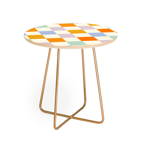 Lane and Lucia Rainbow Check Pattern Round Side Table