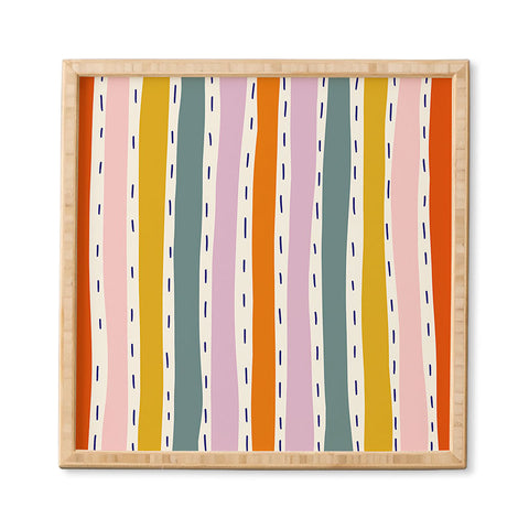 Lane and Lucia Rainbow Stripes and Dashes Framed Wall Art