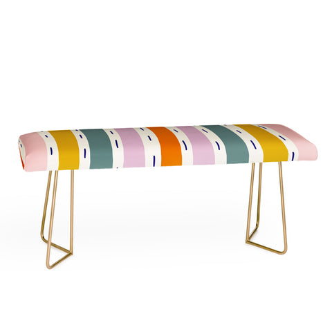 Lane and Lucia Rainbow Stripes and Dashes Bench