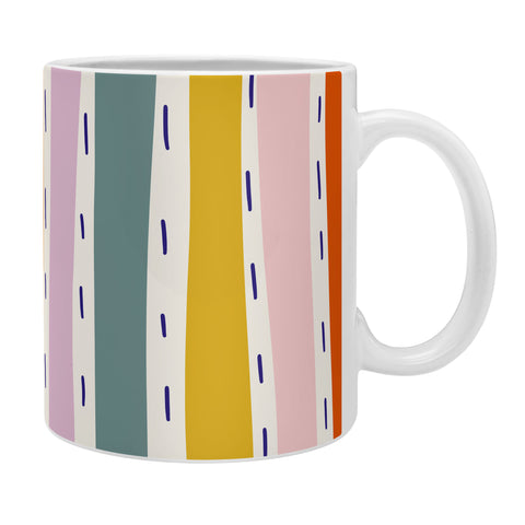 Lane and Lucia Rainbow Stripes and Dashes Coffee Mug