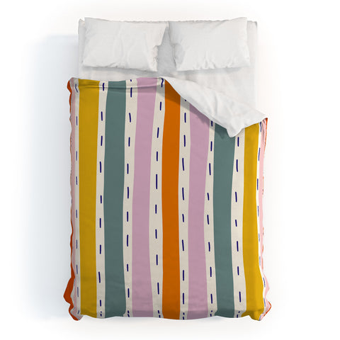 Lane and Lucia Rainbow Stripes and Dashes Duvet Cover