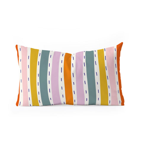 Lane and Lucia Rainbow Stripes and Dashes Oblong Throw Pillow