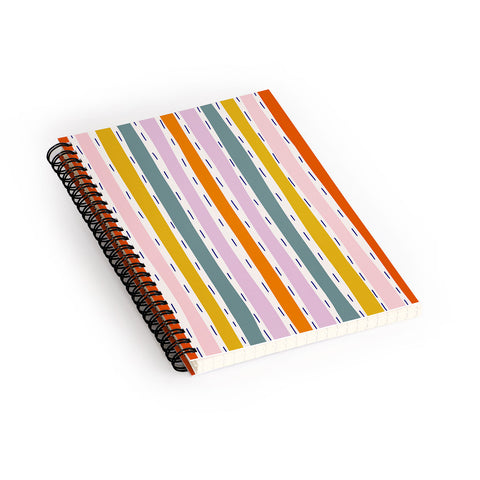 Lane and Lucia Rainbow Stripes and Dashes Spiral Notebook