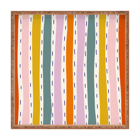 Lane and Lucia Rainbow Stripes and Dashes Square Tray