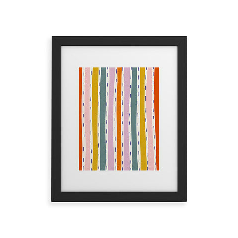 Lane and Lucia Rainbow Stripes and Dashes Framed Art Print