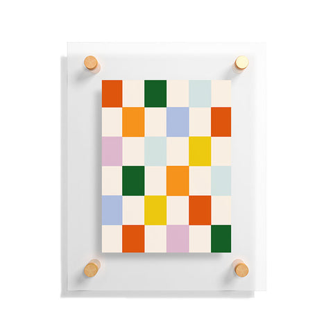 Lane and Lucia Retro Rainbow Checkerboard Floating Acrylic Print
