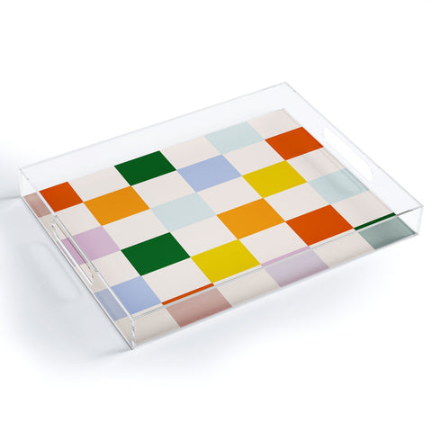 Lane and Lucia Retro Rainbow Checkerboard Acrylic Tray