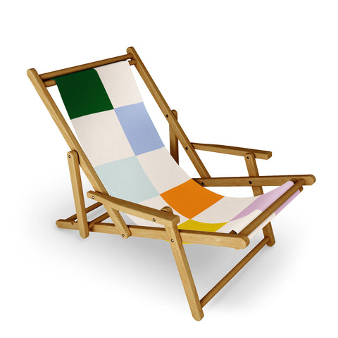 Lane and Lucia Retro Rainbow Checkerboard Sling Chair