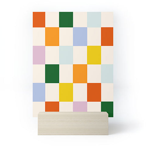 Lane and Lucia Retro Rainbow Checkerboard Mini Art Print