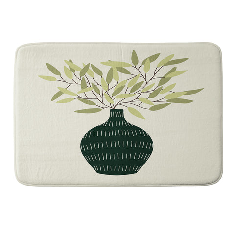Lane and Lucia Vase 25 with Olive Branches Memory Foam Bath Mat