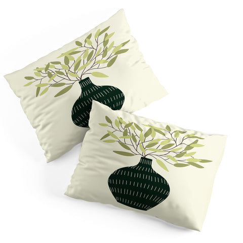 Lane and Lucia Vase 25 with Olive Branches Pillow Shams