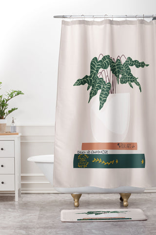 Lane and Lucia Vase no 17 with Alocasia Polly Shower Curtain And Mat