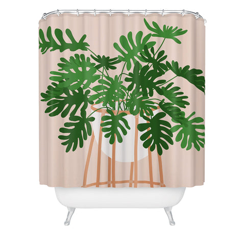 Lane and Lucia Vase no 26 with Tropical Plant Shower Curtain