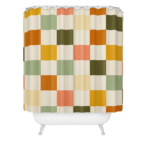 Lane and Lucia Vintage Checkerboard Pattern Shower Curtain