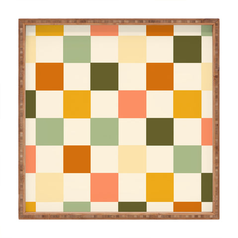 Lane and Lucia Vintage Checkerboard Pattern Square Tray